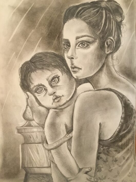 Pencil Drawings - Mother and Child